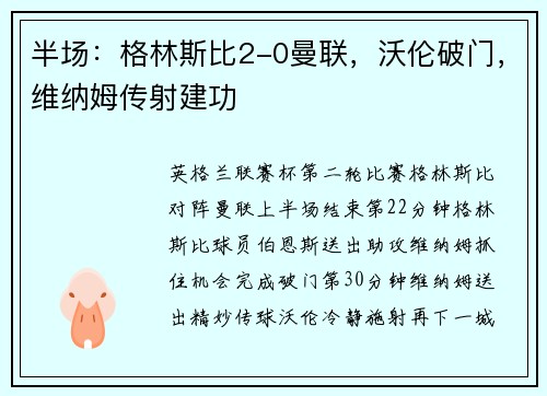 半场:格林斯比2-0曼联,沃伦破门,维纳姆传射建功 半场:格林斯比2-0曼联,沃伦破门,维纳姆传射建功